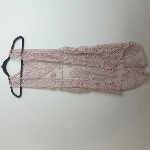 Crochet Cardigan Bohemian Soft Pink Cotton Blend Size women's small